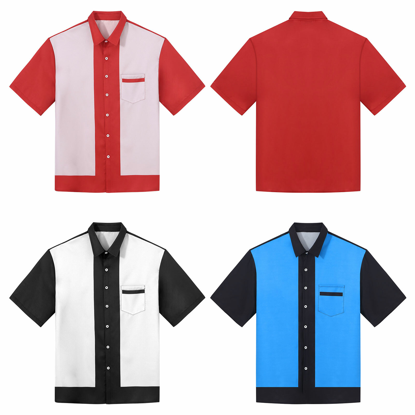 Men Retro Camp Shirts Short Sleeve Vintage Cuban Style Bowling ButtonDown Shirt eBay