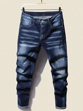 Pantalones ® Para Hombres de Vestir Elegante Moda Pantalón Vaqueros Azul Rasgado