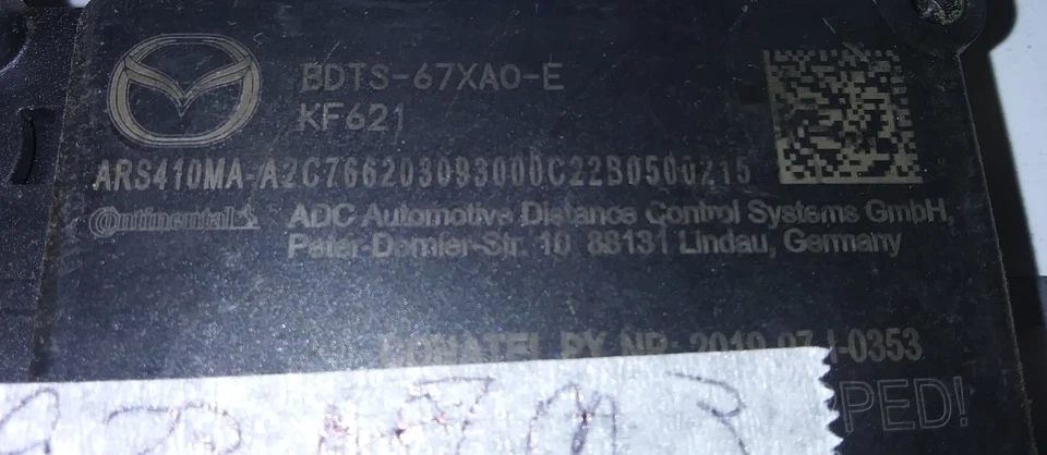 BDTS-67XA0-E Radar Cruise distance sensor module 2019-2023 Mazda 3 Mazda3 - Image 2 of 4