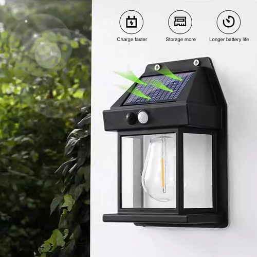 Solar Tungsten Wall Light Outdoor Waterproof Motion Sensor Lamp for Porch Garage - Picture 9 of 18
