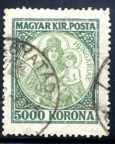 1921-25 Hungary Madonna & Child SC#386 A23 5000k USED - Picture 5 of 5