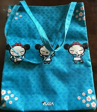 PUCCA Borsa Shopper Bag Beutel Piccola In PVC Turchese Motivo Comic
