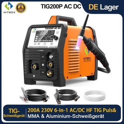 HITBOX 6 IN 1 Schweißgerät MMA WIG AC/DC 200Amp 230V Digital Inverter Spot Pulse