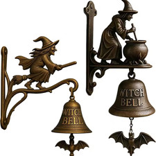 Vintage Witch Doorbell Cast Iron Hanger Halloween Decor Gothic Home Decoration