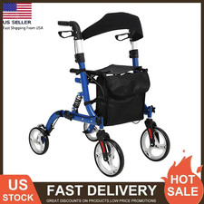 2 in 1 Rollator Walker Transport Chair for Seniors Folding Walker Wheelchair