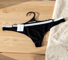 Calvin Klein CK Women's Carousel Logo Cotton Thong S M L Black Christmas Gift