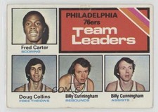 1975 Topps Team Leaders Fred Carter Doug Collins Billy Cunningham #129 HOF 2u3