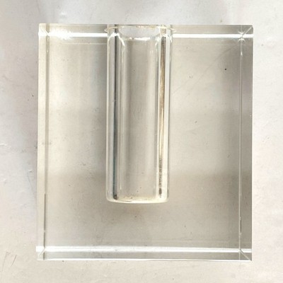 Heavy Rectangular Geometric Clear Crystal Bud Vase Post Modern Home Office Decor