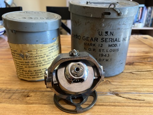 Vintage Mark 12 Mod 1 WWII 1943 Torpedo Gyroscope MK12-1 Gyro US Navy