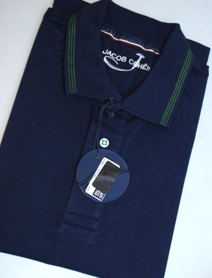 JACOB COHEN POLOSHIRT NEU GR L-50 BLAU BAUMWOLLE LOGO 210,00 ETIKETT