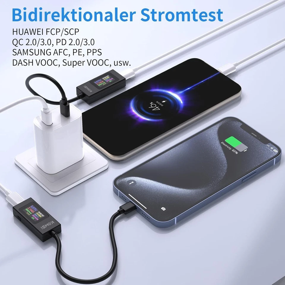 USB C Tester Messgerät Strommessgerät Multimeter Typ-C PD Strommesser Spannung u - Bild 3 von 4