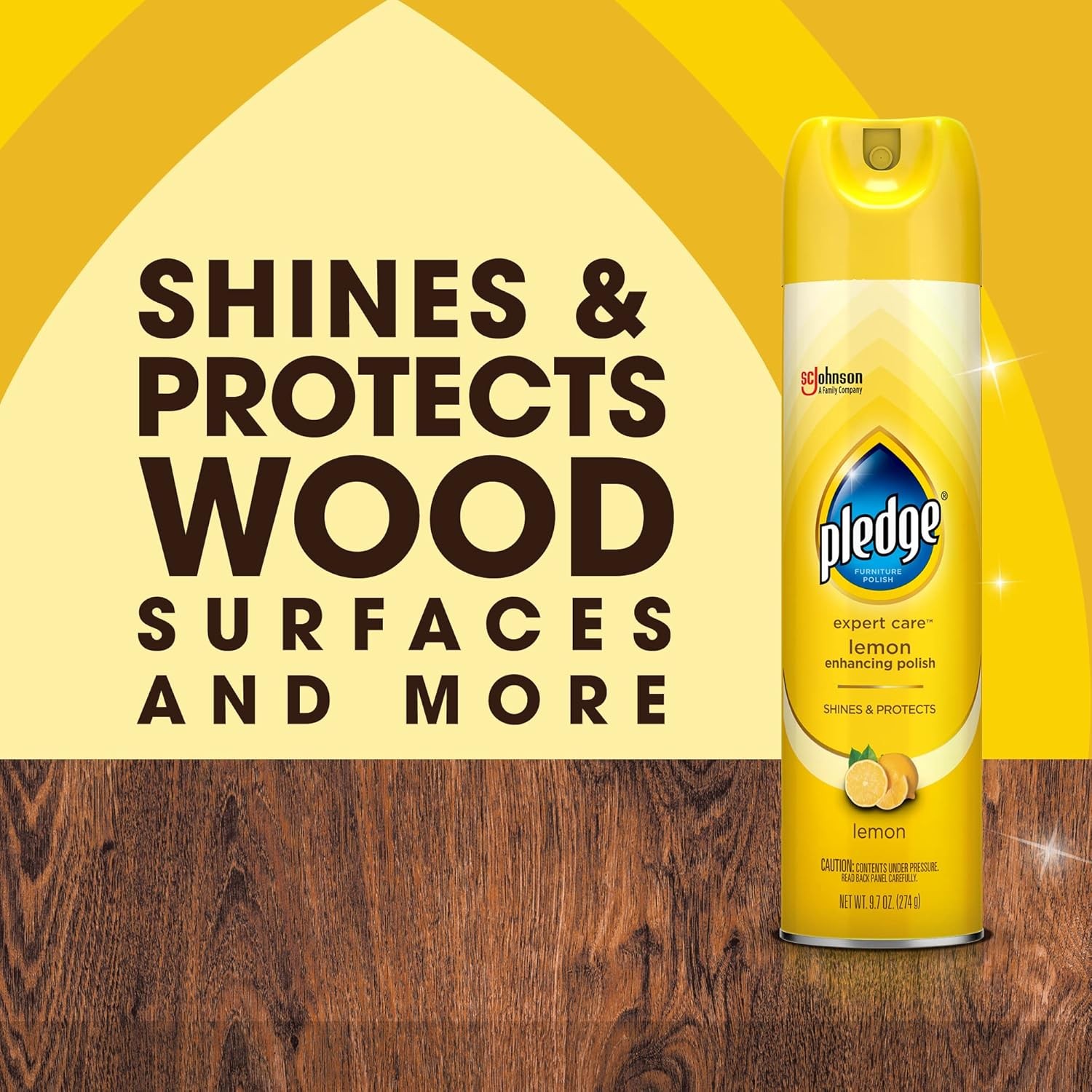 Pledge Enhancing Polish, Furniture & Wood Spray, Lemon Scent, 9.7Oz-(Pack of 3)