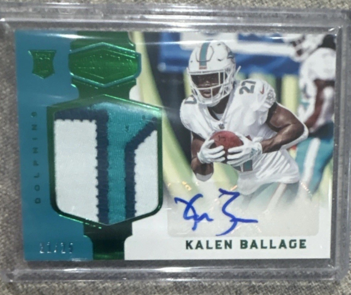 Kalen Ballage Panini Plates & Patches #222 Patch Autograph