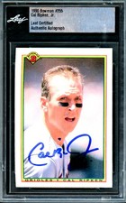 Cal Ripken Jr. Signed 1990 Bowman Card 255 Baltimore Orioles Leaf