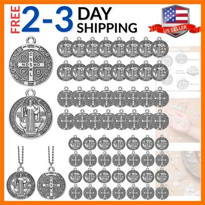 120 Pieces St Benedict Medals 0.94 x 0.79 Inch Christian Metal Saint Pendant ...