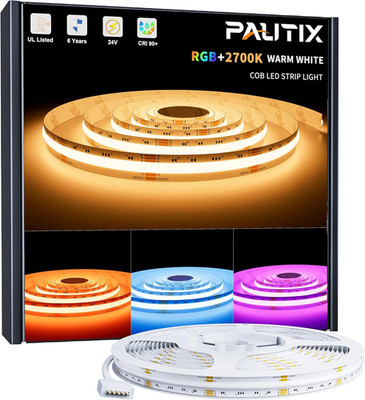 COB LED Strip Lights,Rgbw LED Lights RGB+2700K Warm White UL Listed Dotless 24V