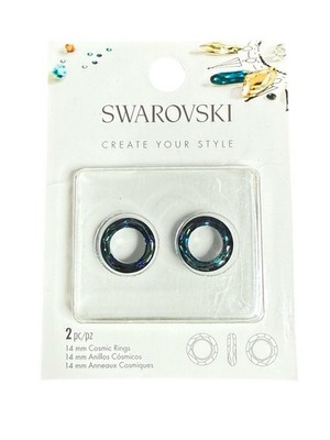 Swarovski Create Your Style 14mm Cosmic Rings Bermuda Blue 2pc Crystal Beads
