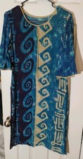 Blue And Tan Patterned Kurti