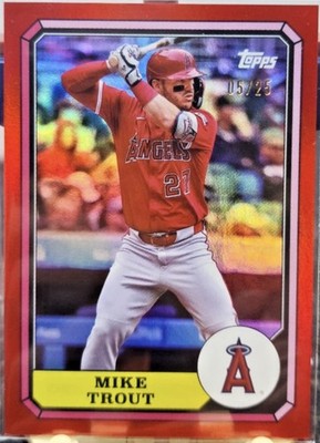 2025 Topps Archives Mike Trout Red Foilboard /25 #87BB-14 Los Angeles Angels