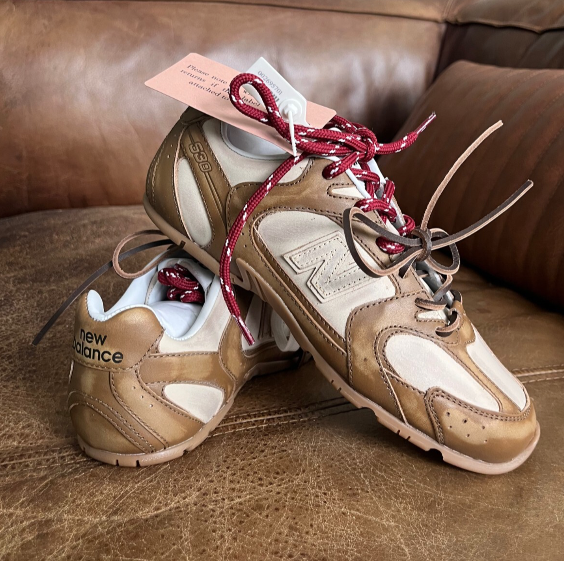 Miu Miu x New Balance 530 SL Deco Brown Leather Sneakers 36/ 38 6