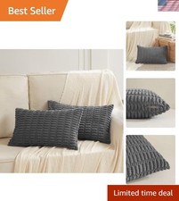 Durable 2-Pack Coordinated Dark Grey Striped Pillow Covers for Bohemian Living