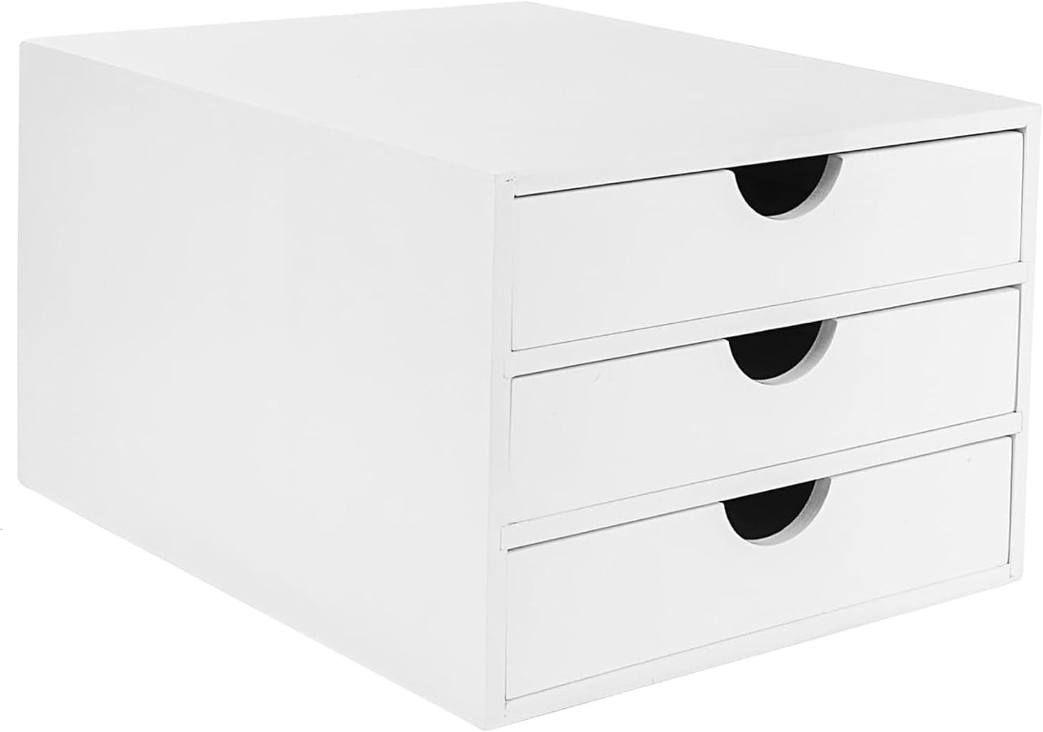 B&Q - Woodluv 3 Drawer Bamboo Home Office Desktop Tidy A4 Sturdy Stationary Storage Organiser UnitWhiteW25 X D33 X H18.5Cm - Image 2