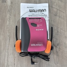 PINK Sony Walkman WM-FX121 AM/FM Cassette Player - New Belt - Reconditioned