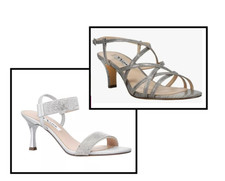 Nina Women's - Neptune-Steel  Luz-True-Silver Strappy Heels 7.5W  7.5M