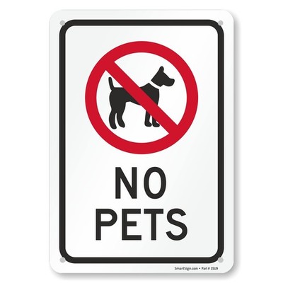 7x10 Inch Aluminum K1193AL No Pets Notice Hazard Warning Sign Black Red
