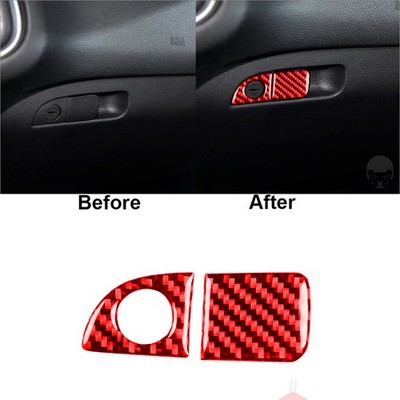 2Pcs Carbon Fiber Interior Glove Box Handle Cover Trim For Dodge Challenger