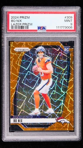 Bo Nix 2024 Panini Prizm Football #309 RC Lazer PSA 9 [klsA72