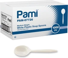 PAMI Plastic Utensils 1000 Ct Bulk Medium Weight Disposable Forks Knives Spoons