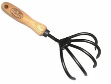 11" 5-Tine Hand Cultivator with Ash Hardwood Handle Boron Steel Claw Tool