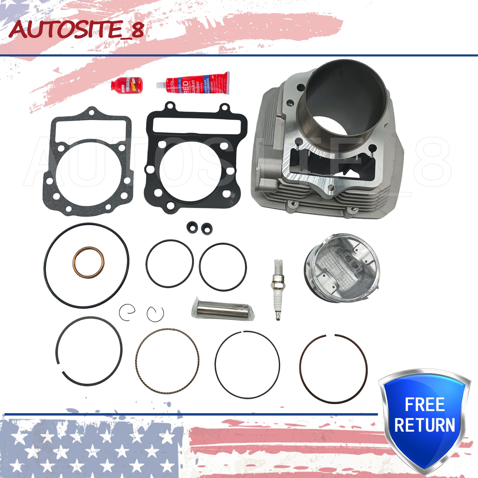 Cylinder Piston Gasket Top End Rebuild Kit for 89-04 Kawasaki Bayou 300 KLF300C