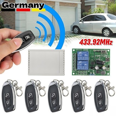 220V 2CH 433Mhz Funk Empfänger Relais Schalter Garagentor mit 5X Fernbedienung
