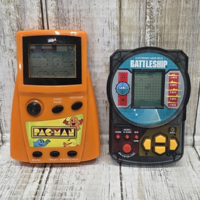 Lot Of 2 Handheld Electronic Games - PacMan & Battleship MGA Milton Bradley VTG