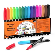 Shuttle Art Dry Erase Markers, 16 Colors Whiteboard Markers,Fine Tip Dry Eras...