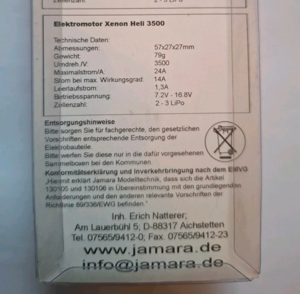 RC Jamara Heli Motor Xenon Heli 3500 - RC Helikopter Heli - OVP - Bild 2 von 3