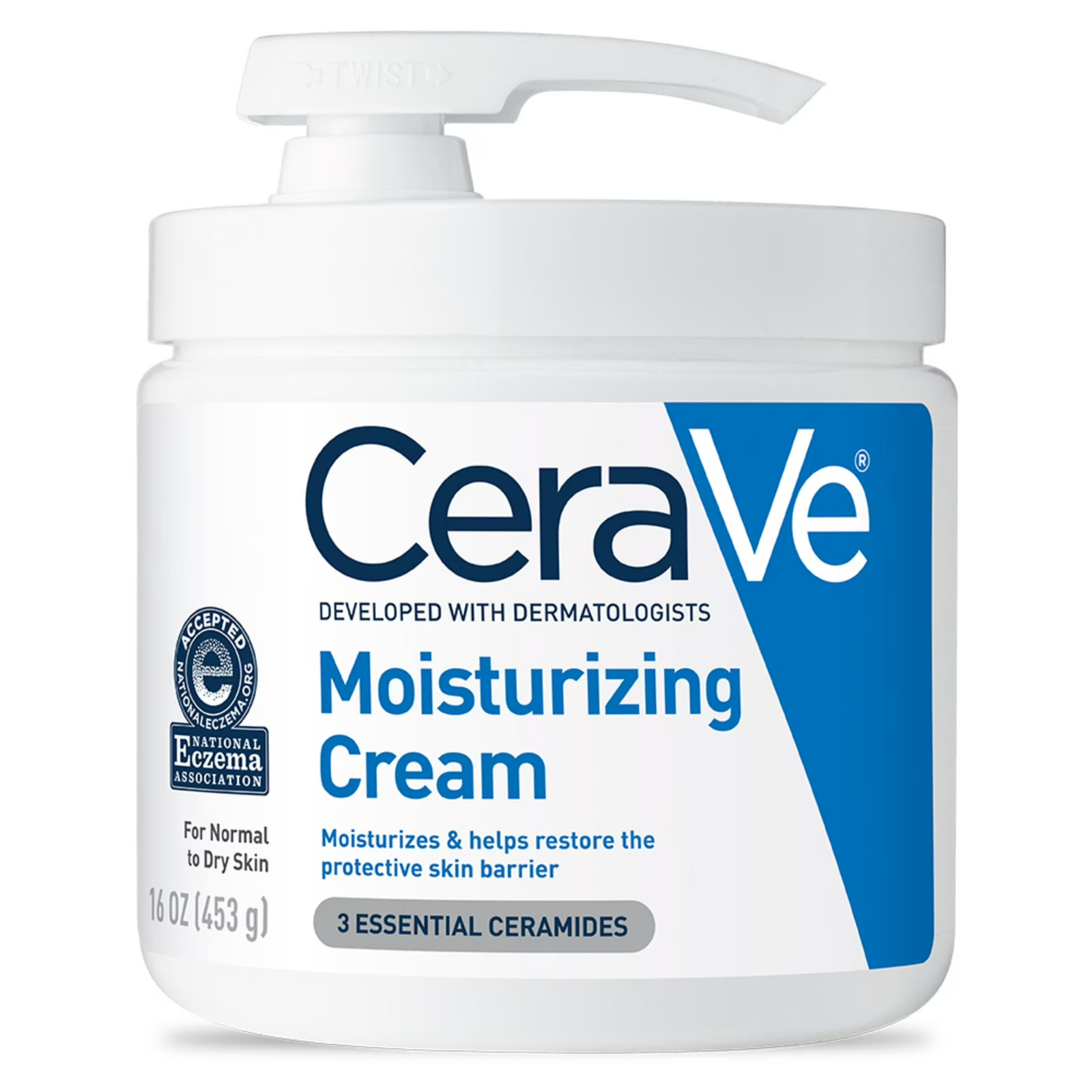 CeraVe Moisturizing Cream for Face Body Normal to Very Dry Skin with Pump 16 oz