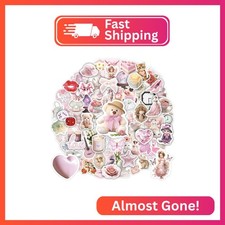 WAKEMOODEI 200 PCS Coquette Stickers, Coquette Aesthetic Pink Stickers for Girls