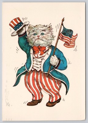 Postcard Art Uncle Sam Cat 1987 69V