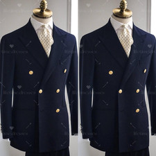 Double Breasted Mens' Suit Business Formal Jacket Offical 2Pcs Peak Lapel Blazer