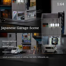 1/64 Diorama Parking Lot Model LED Lighting Garage Scene Display Case Model US
