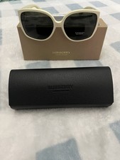 Burberry Women's Oversized Square Sunglasses Ivory Frame Black Lens UV400