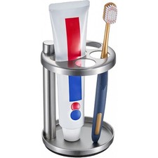 Toothbrush Toothpaste Holder for Bathroom Countertop, Metal Electric
