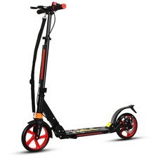 COSTWAY Kick Scooter Folding Scooter with Large 8" PU Wheels-Black