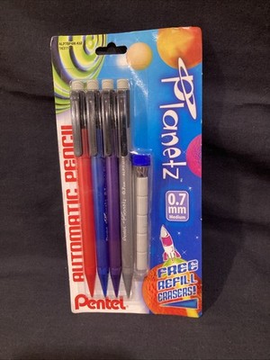Pentel Planetz Automatic Pencil .7mm (4 Pencils, 5 PDE-1 Erasers) New Sealed