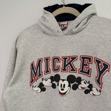 Vintage Disney Designs Hoodie Mens Large L Gray Mickey Mouse Fleece USA Made