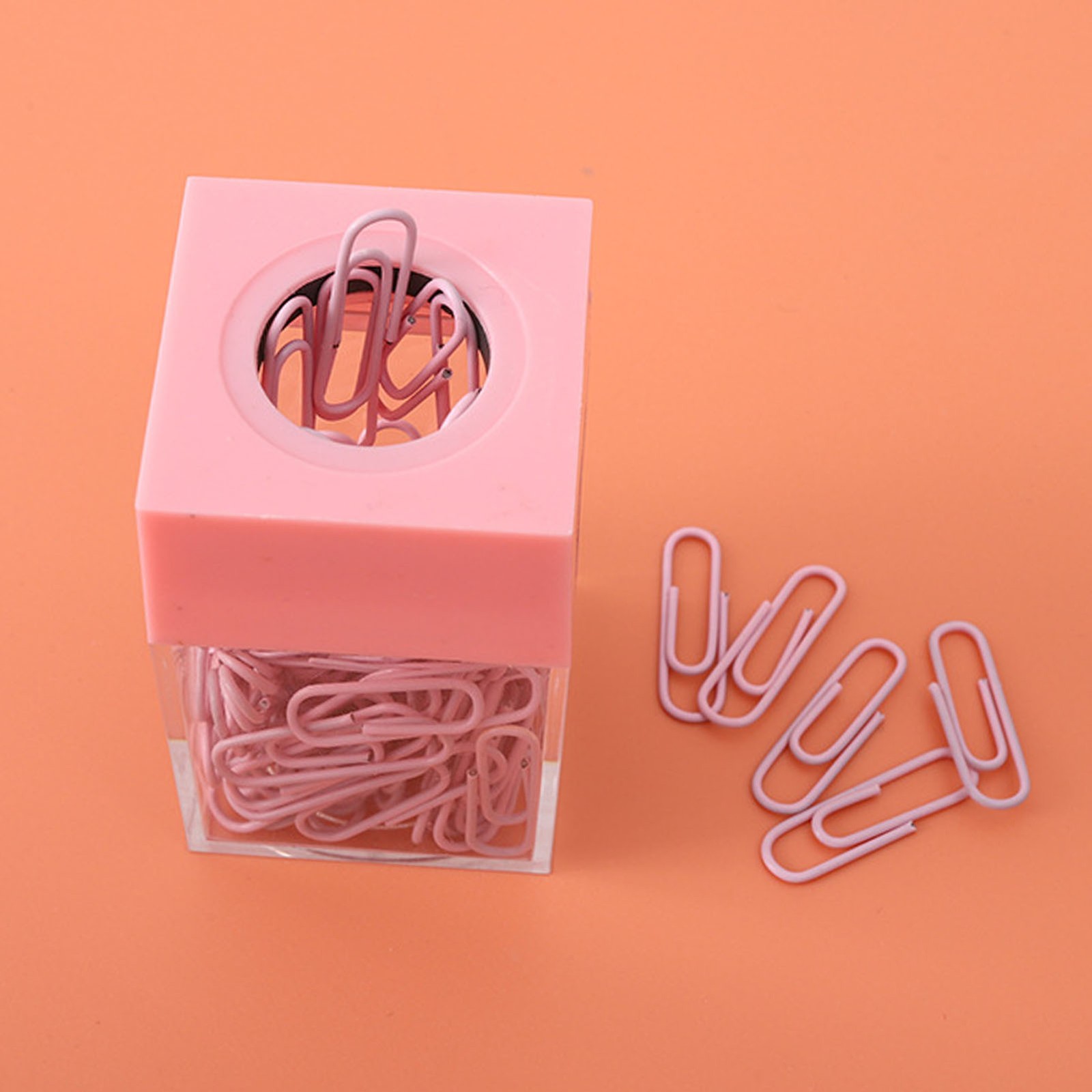 `Magnetic Paperclip Dispenser Transparent Paper Clip Storage Organizer For