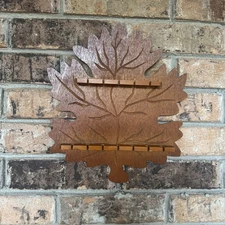 Vintage Wooden Leaf Wall Spoon Rack Mid Century Hand-Carved Display Holder Decor